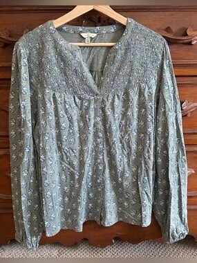 Lucky Brand floral green blouse